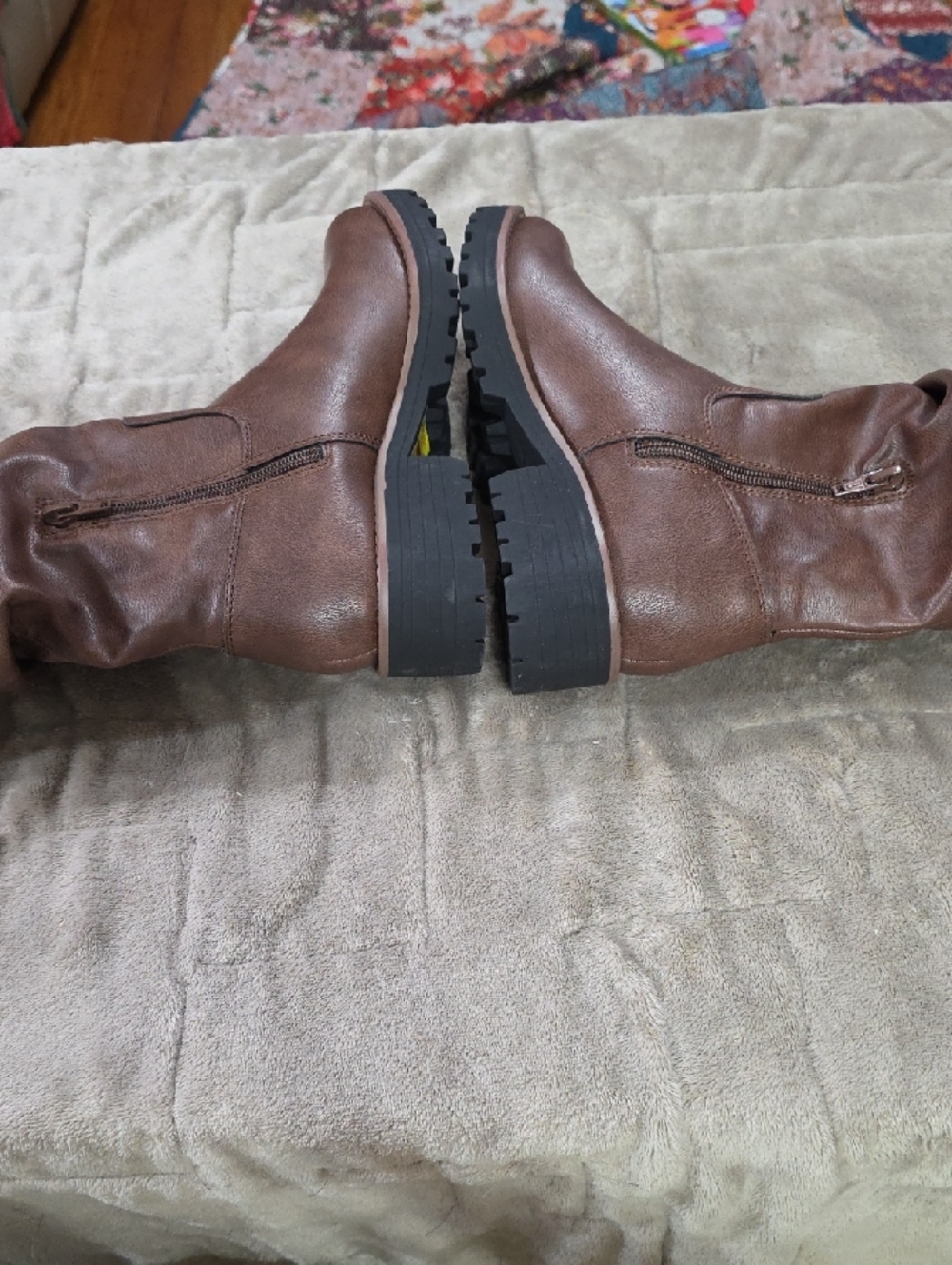 NWT Sun + Stone Women's Chocolate Boots Slouchy Chunky Soles Mid-Calf‎ Sz 6.5 - Picture 6 of 10